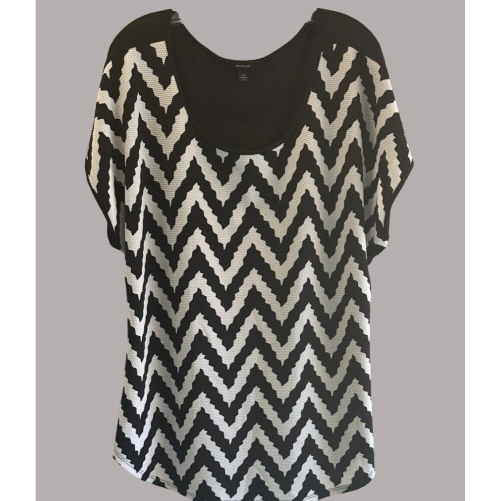 Espresso Women’s Plus Print Pull On Blouse Black/White Size 3X